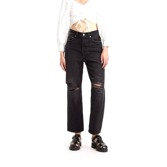 Levi's Denim - Levi's Black Ribcage Straight Ankle